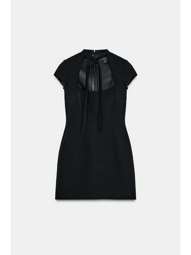 

Elegant Women s V-Neck Dress with Front Cross Bow Decoration - Short Fashionable Design Medium