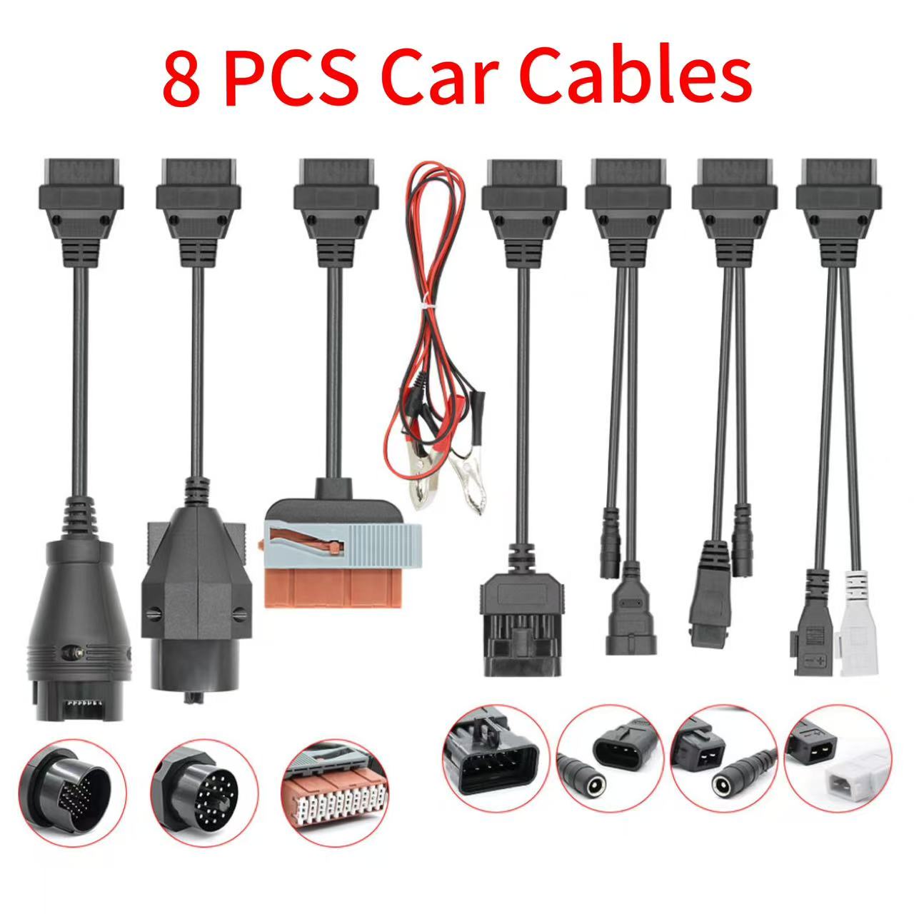 8 Pcs Car Cables 8 Pcs Truck Cables Full Sets TCS CDP Multidiag PRO Car Truck OBD Converter Cables OBD 2 Car Diagnostic Tools Full Set Car Cable