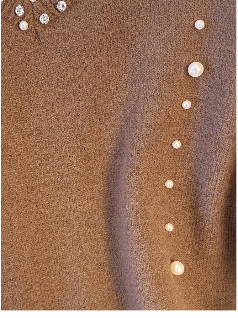 Elegant Plus Size Beaded Knit Sweater for Women - Winter Fashion for Curvy Figures