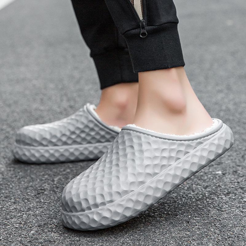 Men Warm Winter Cotton Shoes Women Warm Fur Home Slippers EVA Non-Slip Plush Slippers Indoor Couple Thick Sole Footwear Slides