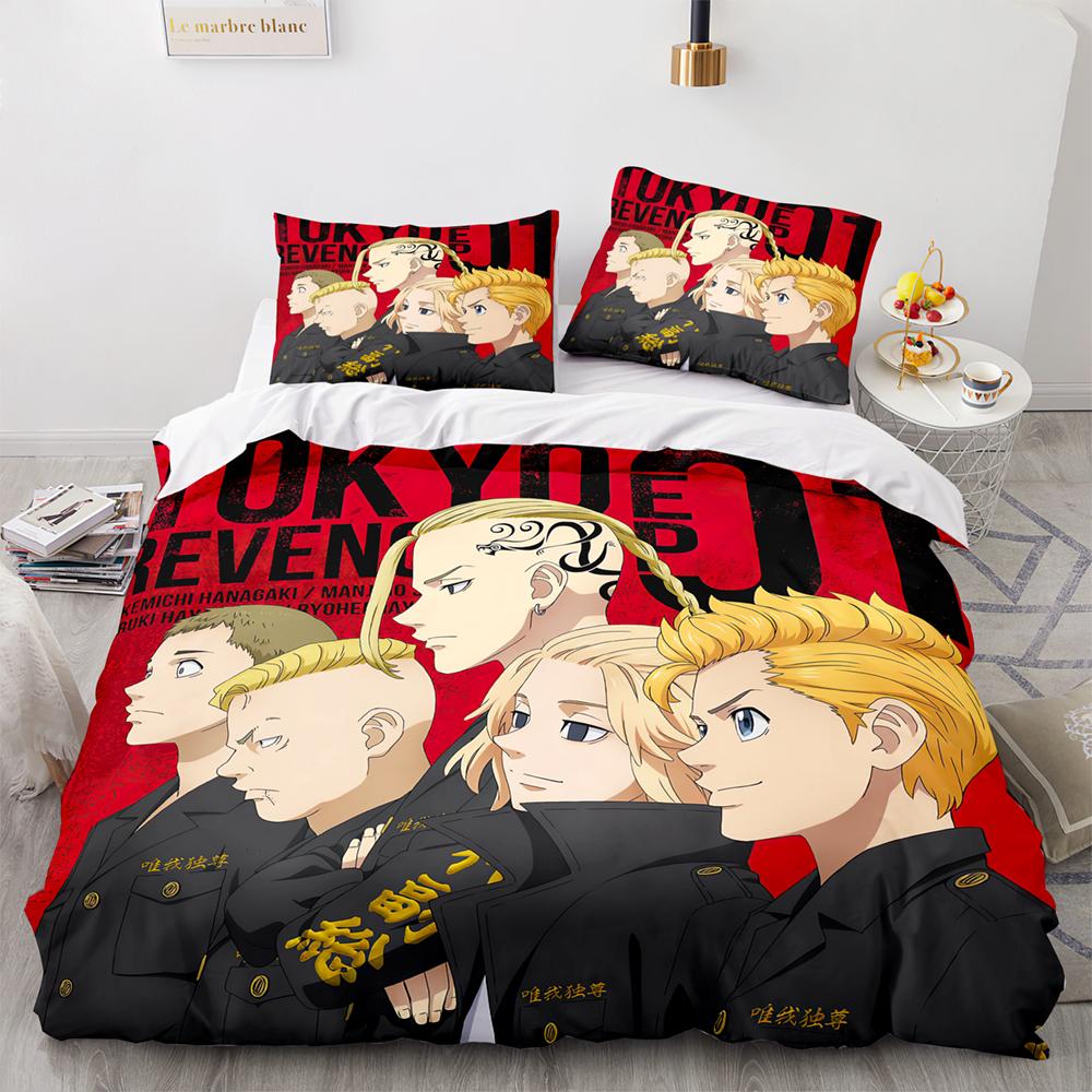 New Anime Tokyo Revengers Bedding Set Single Twin Full Queen King Size Bed Set Adult Kid Bedroom Duvet Cover Sets Home Textiles