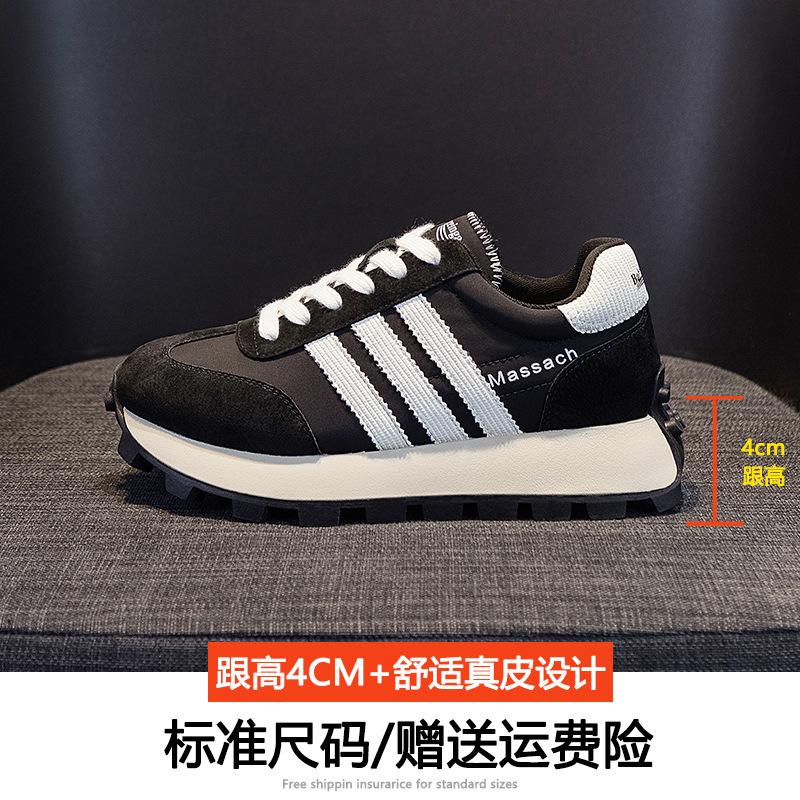 

Waffle women s autumn and winter platform leather student sports and leisure shoes women s shoes tide 35 чёрный