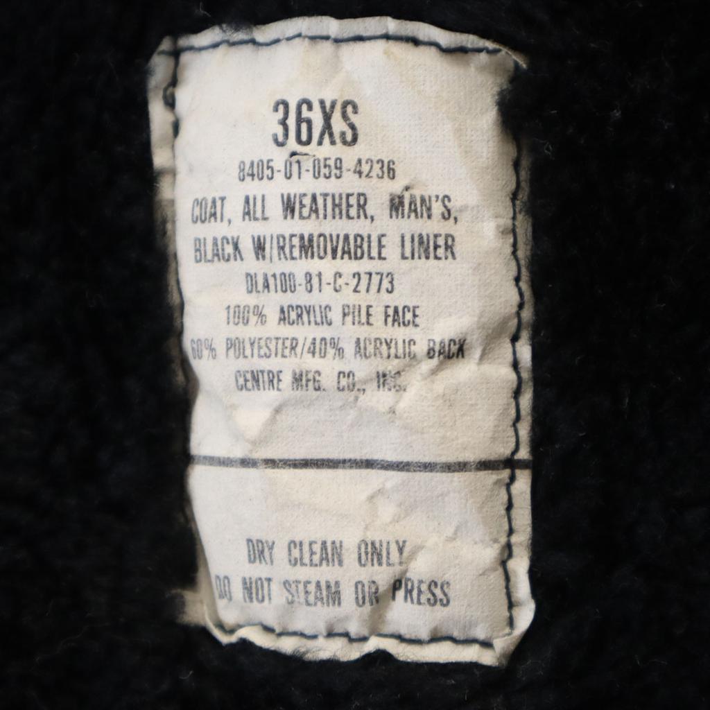 US NAVY 80s DLA Vintage All-Weather Coat Stainless color Long coat liner Men's Used