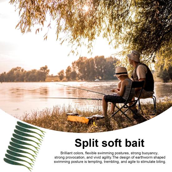 10Pcs 7.5CM Soft Bait Double Split Tails Realistic Flexible Long Colorful Freshwater Seawater Universal Artificial Fishing Lure Swimbait