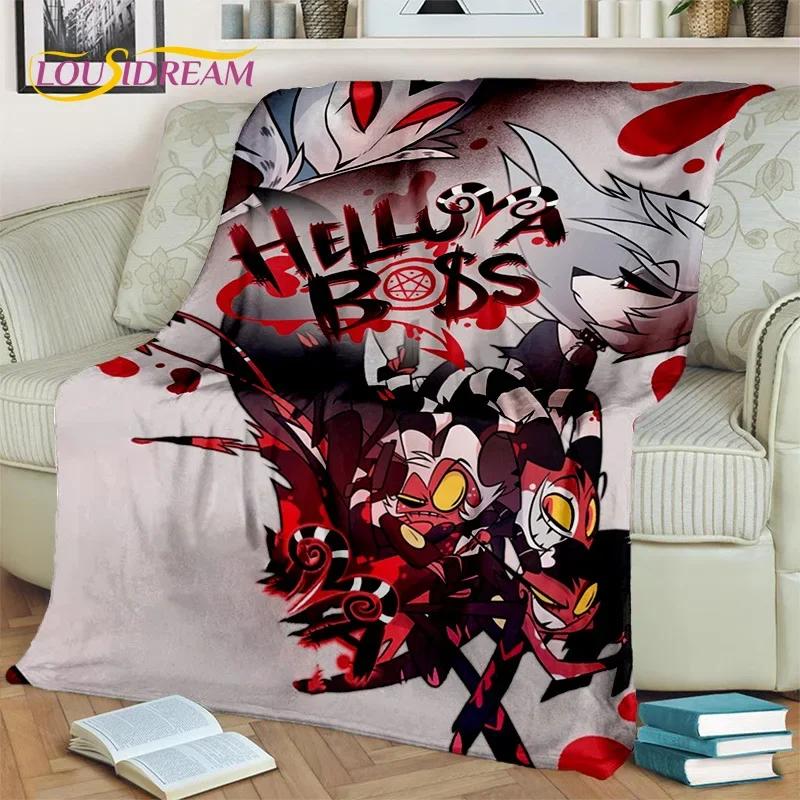 3D H-Helluva Boss Blitzo H-Hazbin Hotel Cartoon Blanket,Soft Throw Blanket for Home Bedroom Bed Sofa Picnic Office Cover Blanket