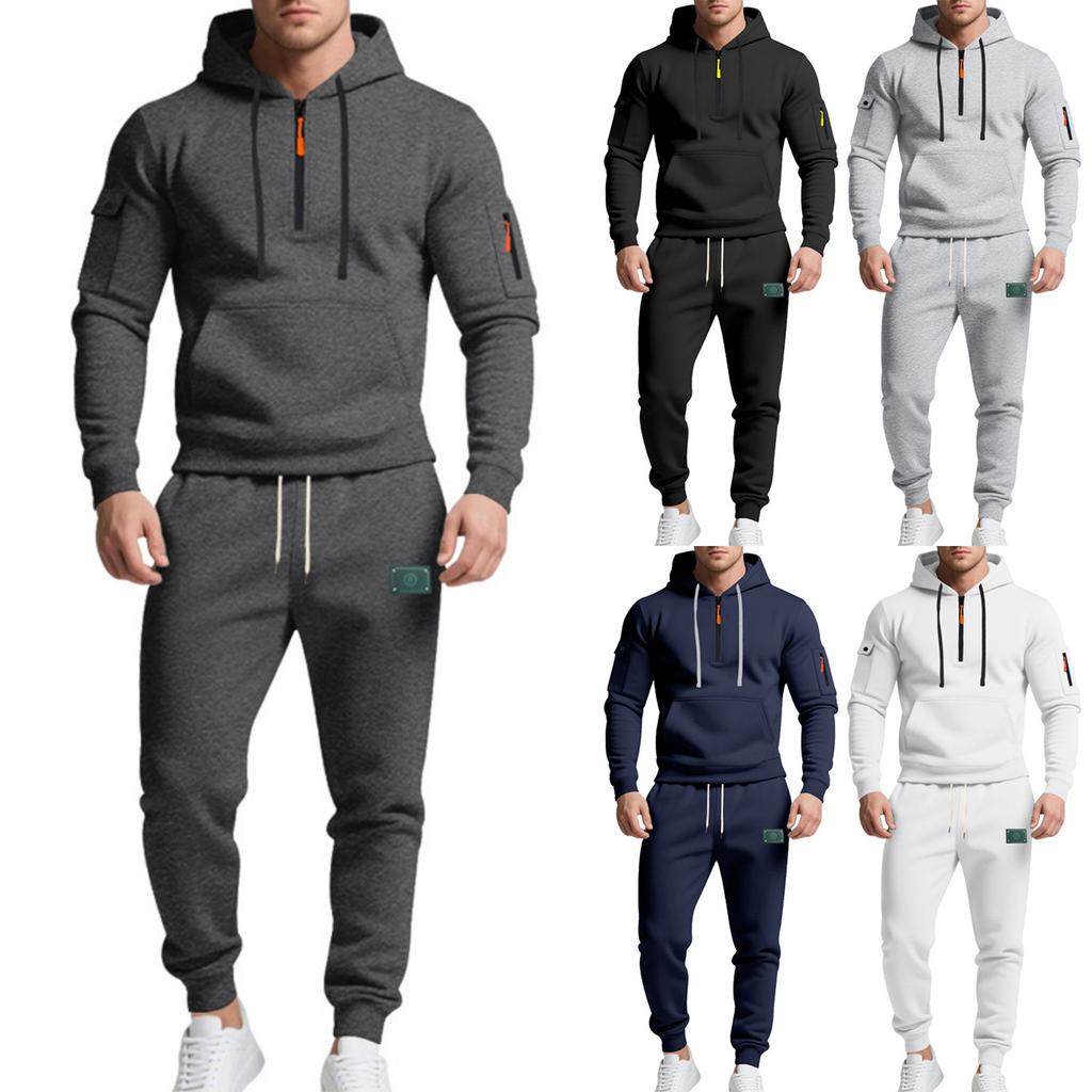 Men's Cargo Hoodie Set | Loose Fit, Fleece Premium Cotton Blend, Warm | Versatile For Work, Daily & Casual