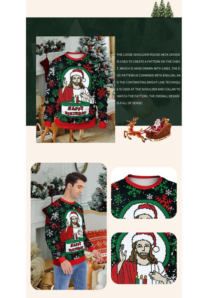 2025 Autumn Round Neck Snowman Reindeer Couple Hoodie