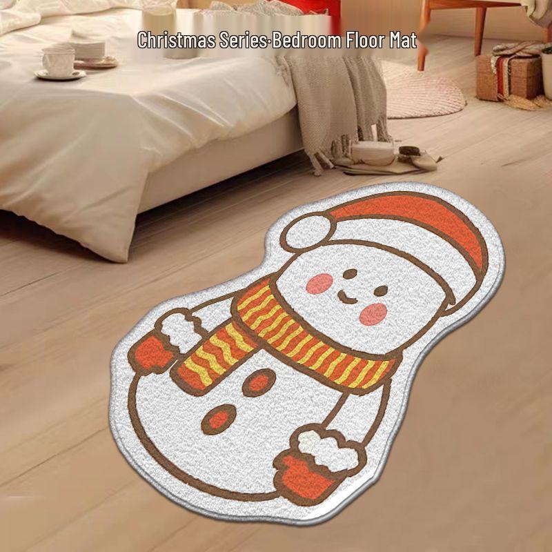 Alien Snowflake Christmas Cartoon Rug - Non-slip, Easy Care, Imitation Cashmere for Bedroom Decoration