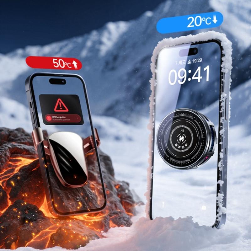 Adjustable Car Air Vent Phone Mount Magnetic Semiconductor Cooling 3 Speed Power Control for 4-7Inch Smartphones