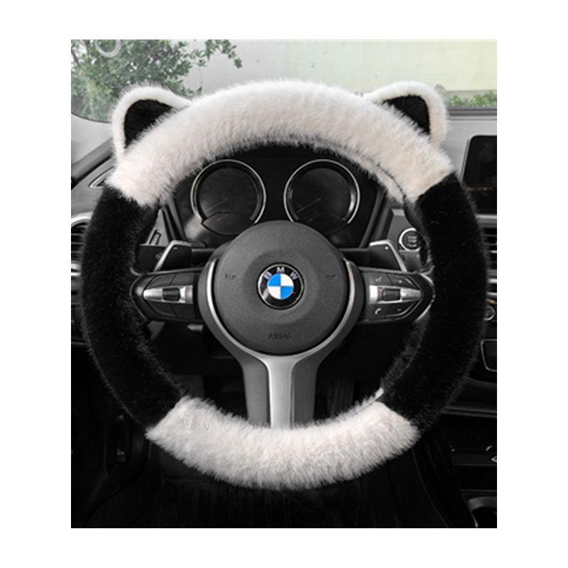 Car Steering Wheel Cover Winter Plush Non-Slip Personalized Creative Warm D-Shaped Handlebar Cover Goddess Style Fleece Handle Cover