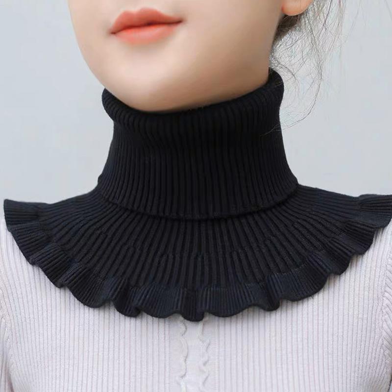 Women Knitted Fake Collar Scarf Warm Turtleneck Neck Warmer Detachable Winter Windproof False Scarf