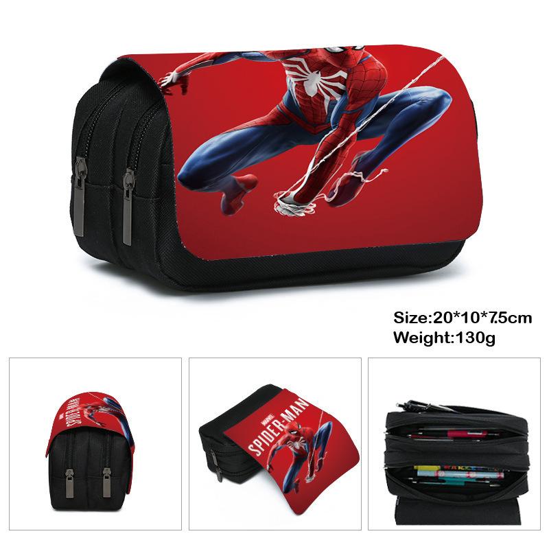 Printed Polyester Pencil Case, Large-Capacity Storage Bag, Double-Layer Flip Cover, Stationery Box.