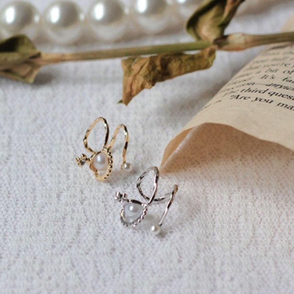 Earrings, ear cuffs, fashion earrings, Ggd point pixie pearl X (2 pieces)