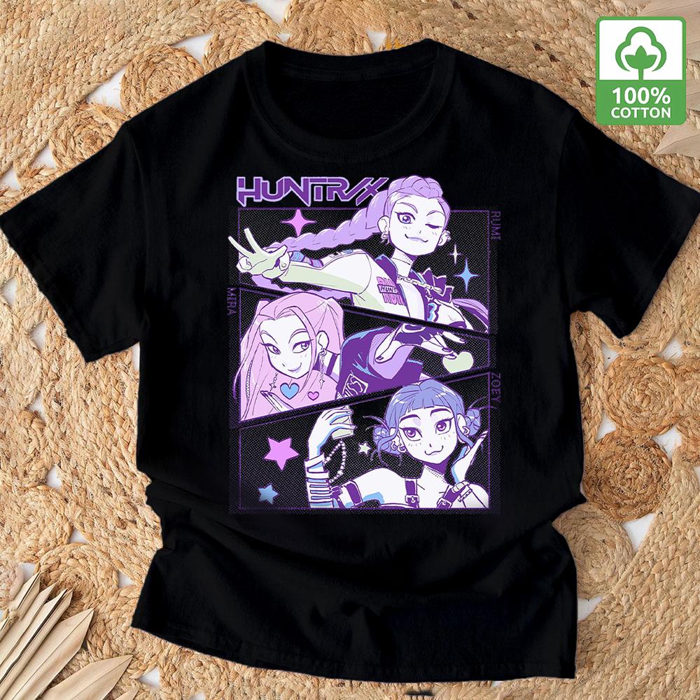 Kpop Demon Hunter Tshirt Summer New HD Tiger Print Pure Cotton Breathable Tshirt for Men and Women Round Neck Casual Soft Top
