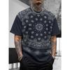 Bohemian Bandana Patterned Short - Sleeve Tops Summer Round Neck 3D Print Fashionable Casual Men's T-shirts