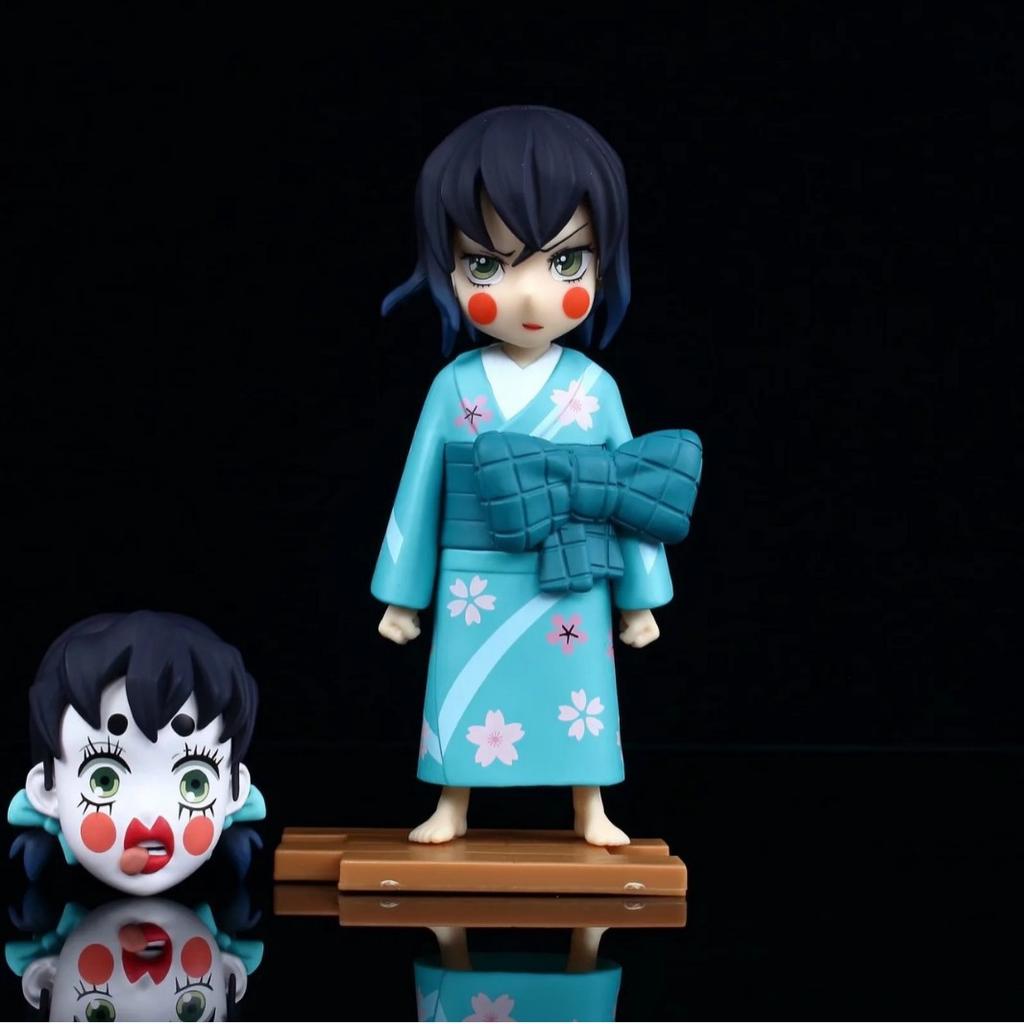 Anime Demon Slayer Cute Figure Tanjirou Hashibira Inosuke Agatsuma Zenitsu Double headed Action Figure Model PVC Christma Gift