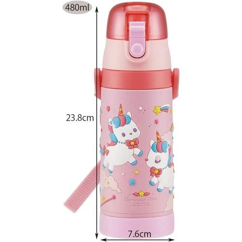 Skater Children's Stainless Steel Direct Drinking 3D Water Bottle Kids 480ml Unicorn Girls SDPV5-A