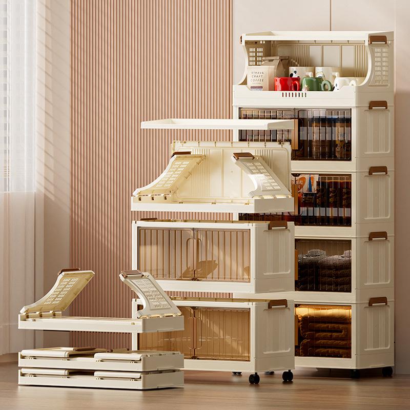 Foldable Dustproof Multi-Layer Storage Cabinet for Kitchen & Living Room