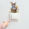 Hand Painted Cartoon Mouse Switch Plate Sticker for Bedroom Living Room Background Wall Decor Removable Decal