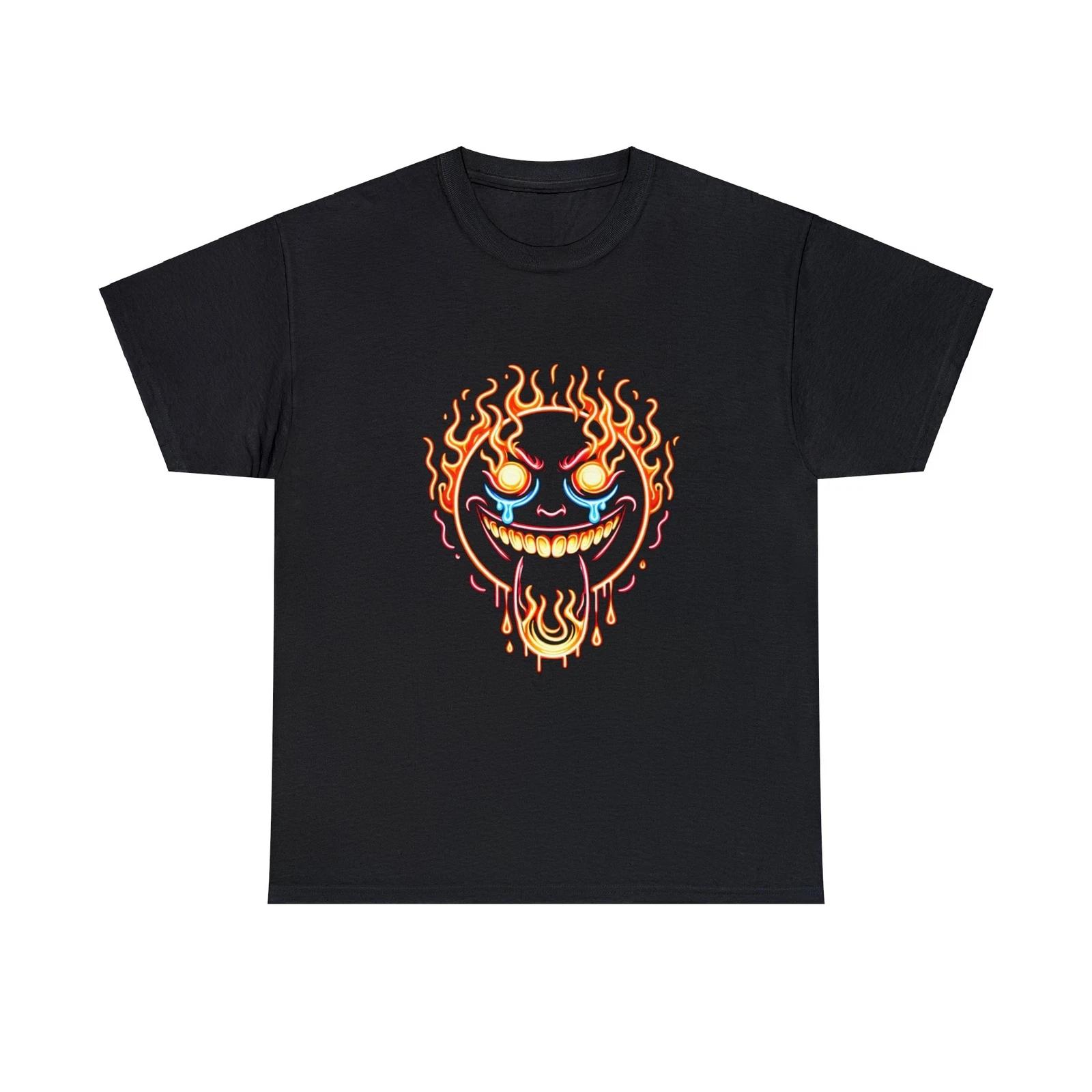 

Унисекс футболка для взрослых Streetwear Дизайнерская футболка Пылающее улыбающееся лицо Скейтбордист Панк L