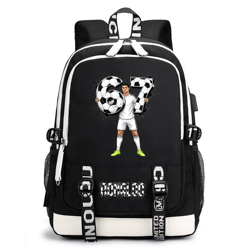 Cr7 Ronaldo 67 Print Casual Backpack for Kids Teens Lightweight School Bag Daily Travel Rucksack