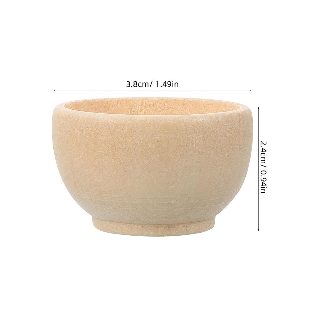 10pcs Small Unfinished Wooden Bowls Natural Wooden Blank Bowls For Crafts Drawing Painting Ornament Model Toy Child Mini Cutlery