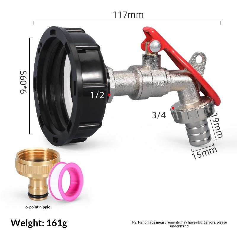 Brass Ibc Tank Valve Faucet With Lock 1/2 Inch Tonne Switch Adapter Zinc Alloy Water Tap For Ibc Tank Accessories