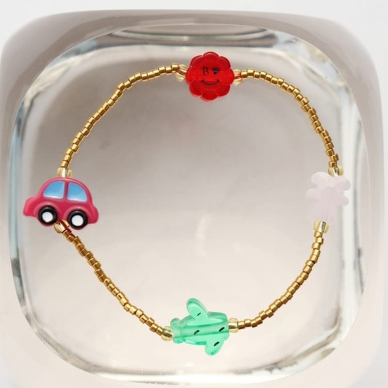 BONBEAU Unique and fun charms gold beads Bracelet Color motif charm gold bead bracelet (band type, ring type)