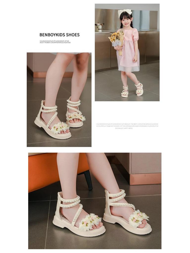 Summer 2025 Girls' Cute Princess Open Toe Sandals – Soft Sole, Perfect for Little and Big Kids At the Beach.