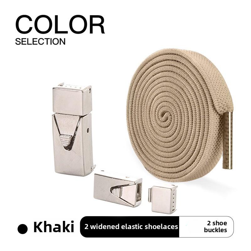 1pairs Wide Elastic Flat Straps with Metal Press Buckles - No Need To Tie Lazy Shoelaces, Lightweight Elastic Shoelaces Suitable for Sports Shoes