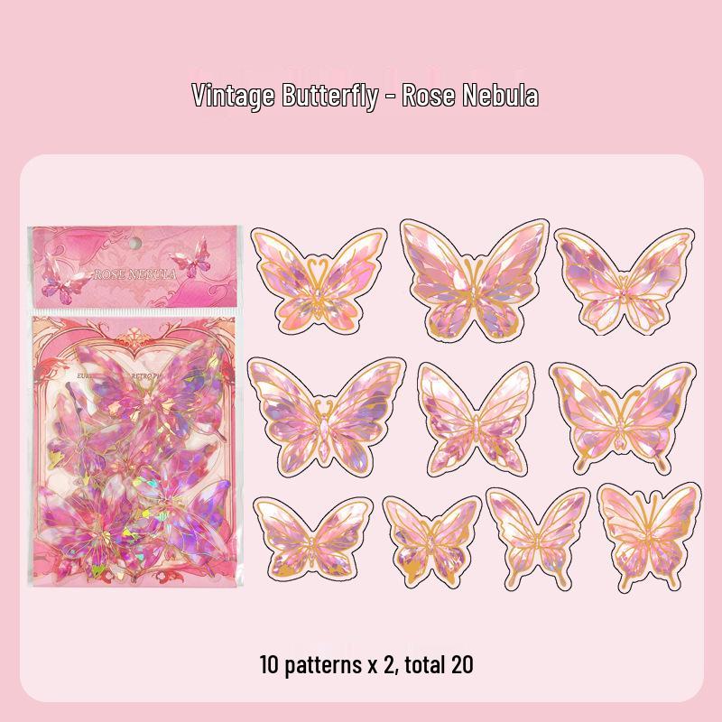 Dazzling 3D Laser Butterfly PET Sticker Pack for DIY Journal Decoration