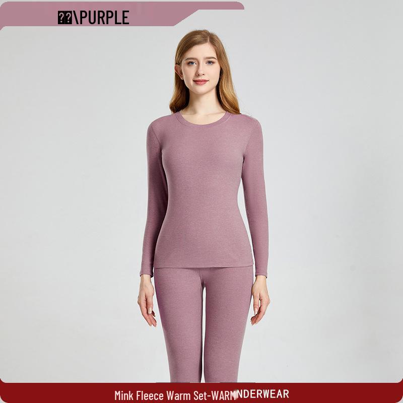 Mink Velvet Thermal Underwear Set: Quick-Warm Brushed Couple's Autumn Outfit for Men and Women - Thick and Cozy.