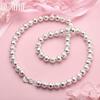925 Sterling Silver Wedding Gift Jewelry 8mm Bead Necklace Fashion Jewelry