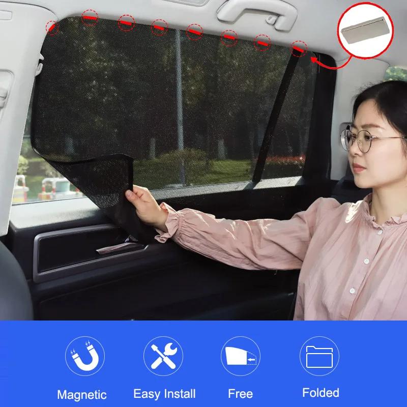 Magnetic Car Sun Shade UV Protection Curtain Sunshade Side Window Mesh Anti-direct Sun Visor Summer Protection Film Accessories