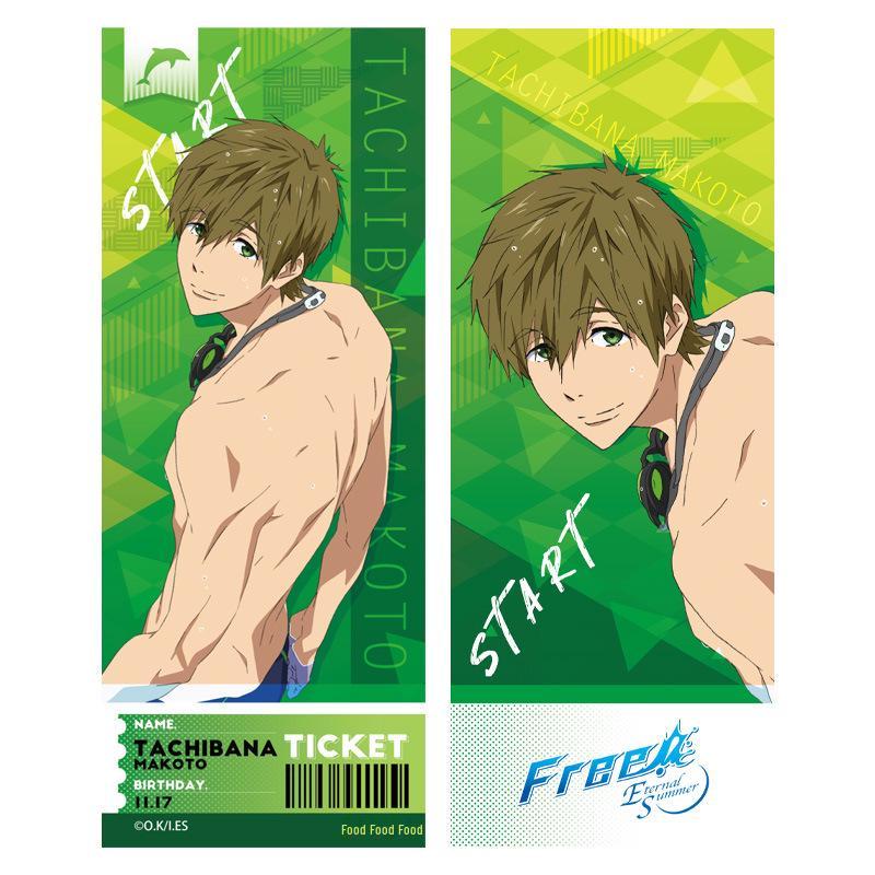 Chao Keyou Boys  Swimming Club Anime Merchandise: Nanase Haruka & Matsuoka Rin Character Laser Ticket 8*21 CM