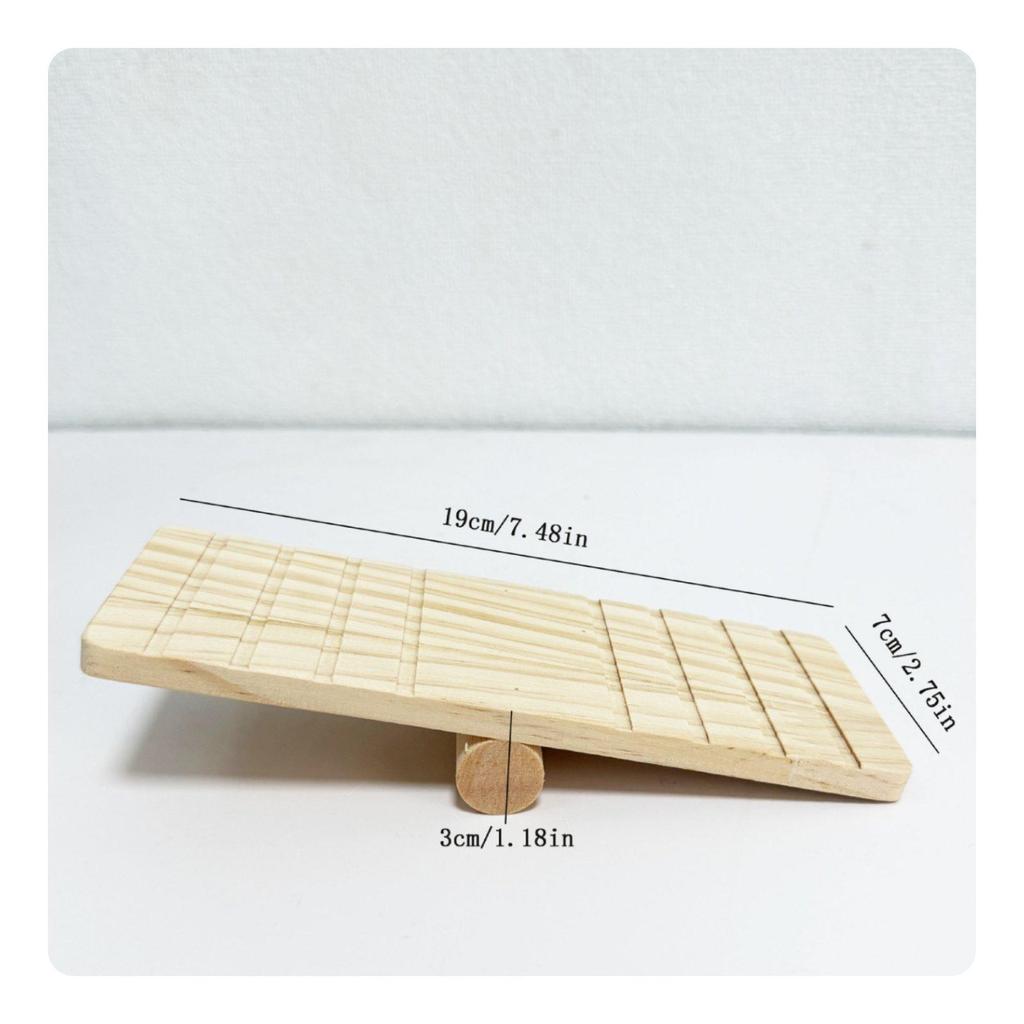 Hamster Balance Board Toy Climbing Ladder Made of Wood with Sturdy Center Bar for Gentle
