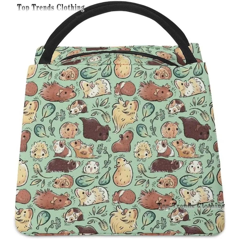 Сумки для ланча с принтом морской свинки для женщин и мужчин, многоразовая изолированная сумка для ланча для взрослых 28x17x16CM коричневый