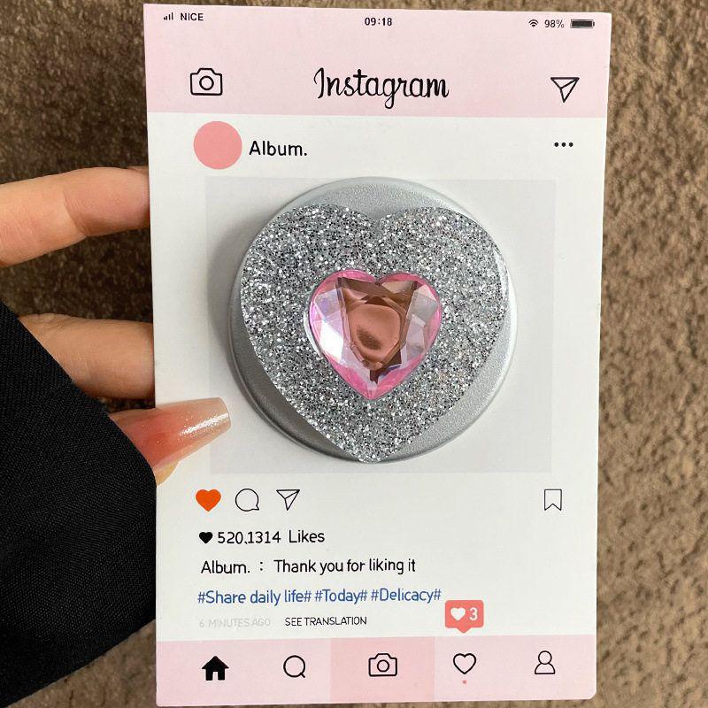 Cross Love 3D Magnetic Stand with Rhinestones, MagSafe-Compatible for Korean Style Phones