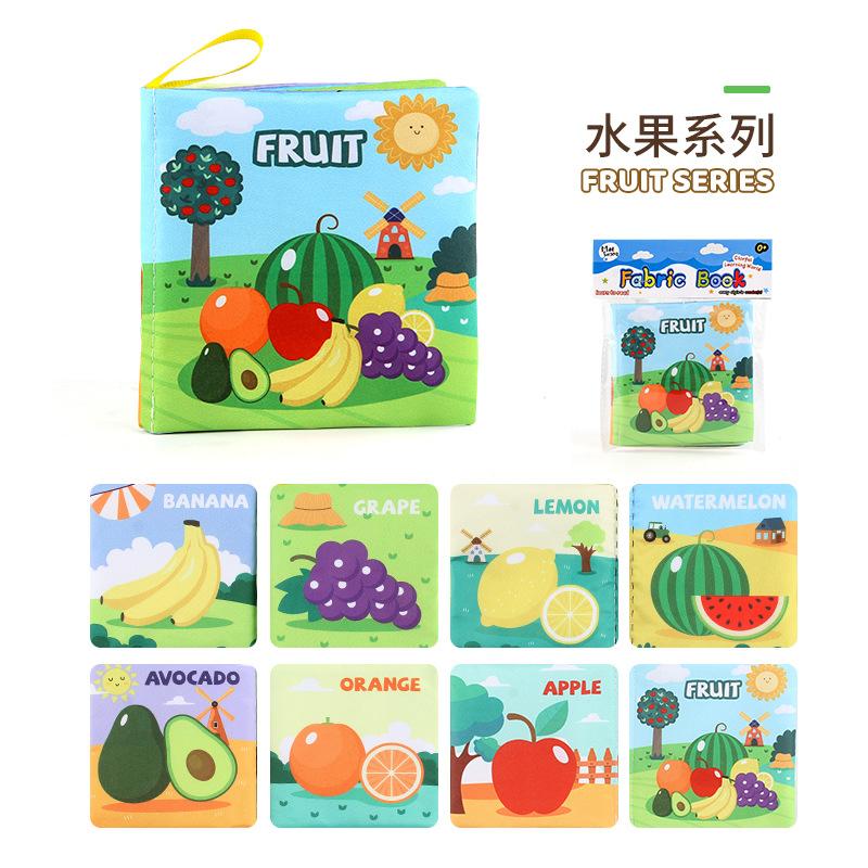 Three-Dimensional Baby Cloth Book Early Education Toy 4 Pages 8 Sides Palm Book Forest Animals English Cognition Baby Cloth Book