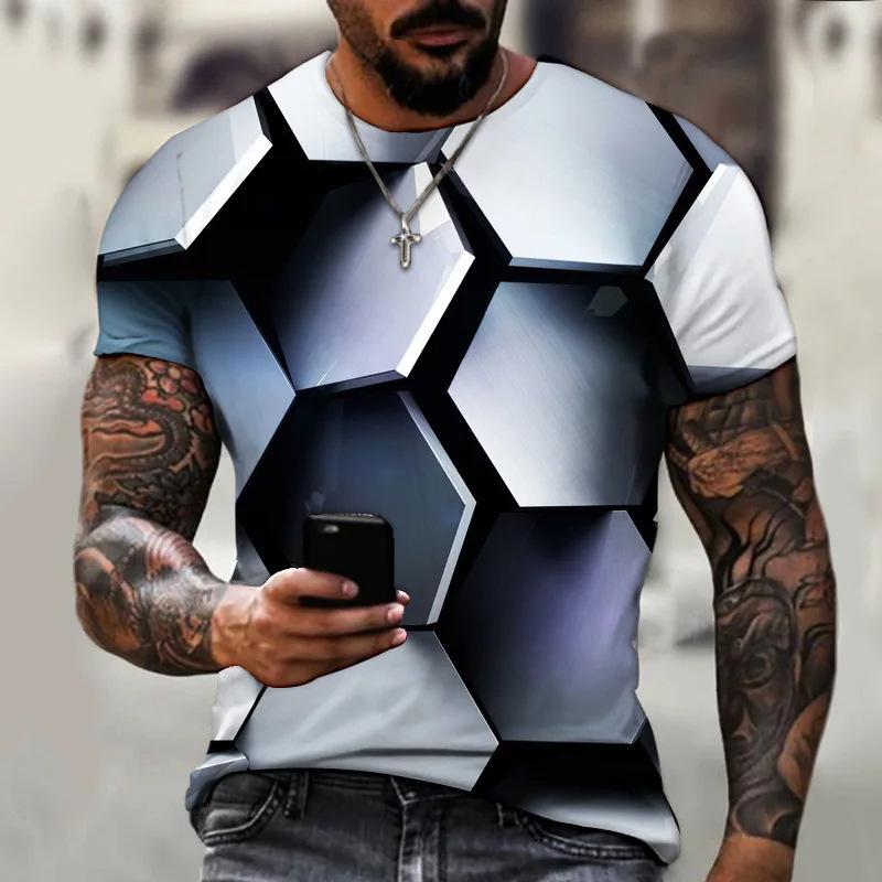 Men's 3D T-shirt Hip Hop Round Neck Short Sleeve Top Abstract Harajuku Men's T-shirt