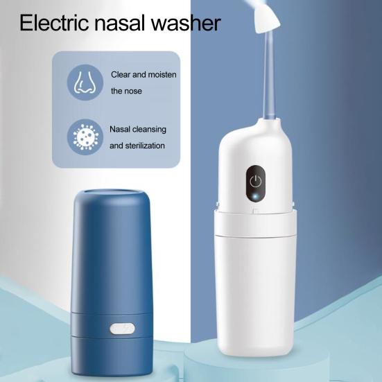 1 Set 200ML Nasal Washer with Water Tank High Frequency USB Charging Rotatable Head 3 Gears Impulse Type Nose Washer Daily Use