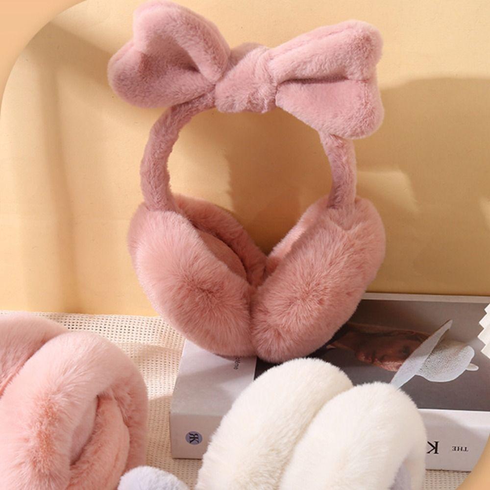 Coldproof Plush Earmuffs Foldable Winter Ear Cover Cute Bowknot Ear Earmuffs  Children