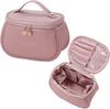 Niwlix Makeup Bag, Portable Cosmetic Bag, Large Capacity Travel Makeup Organizer, Leather Cosmetic Brush Case for Women Toiletry Bag for Girls with