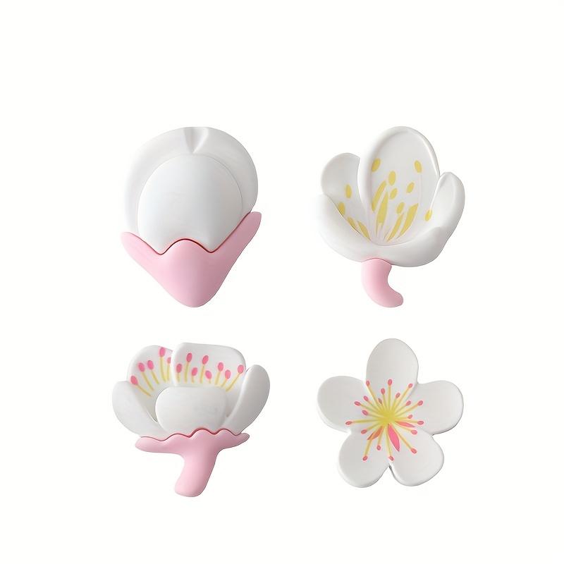 4pcs Kitchen Refrigerator Magnets – Soft Rubber Flower Stickers, Personalized 3D Stereoscopic, Fresh Style Decorative Absorbers