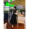 Autumn New Celebrity Temperament Design Sense Hepburn Style Long Skirt French Bubble Long Sleeve Dress Women's Clothing