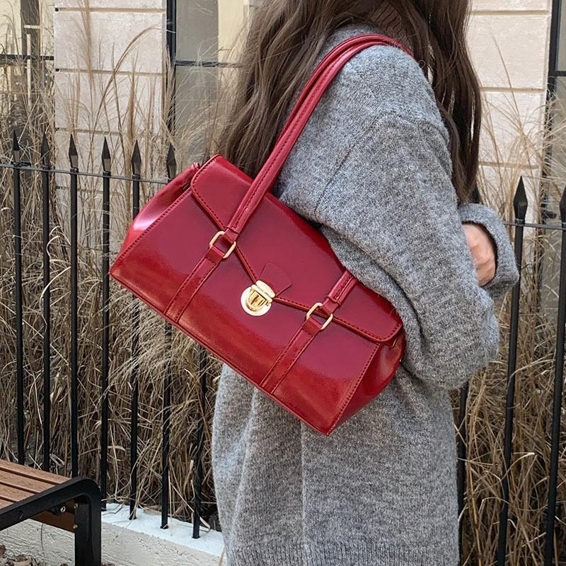 Borsa Rossa Festiva per Donna Nuova Borsa da Sposa Texturizzata Borsa a Mano Versatile con Temperamento Grande Capacità Monospalla Borsa da Matrimonio