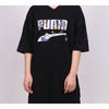 PUMA Letter Print Casual Sport Loose Breathable Vintage Long T-Shirt Women Tops Black 597473-01