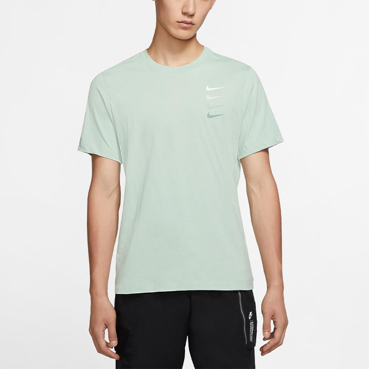Nike Quadruple Swoosh Logo Print Short Sleeve T-Shirt Men Tops Green DC2716-330