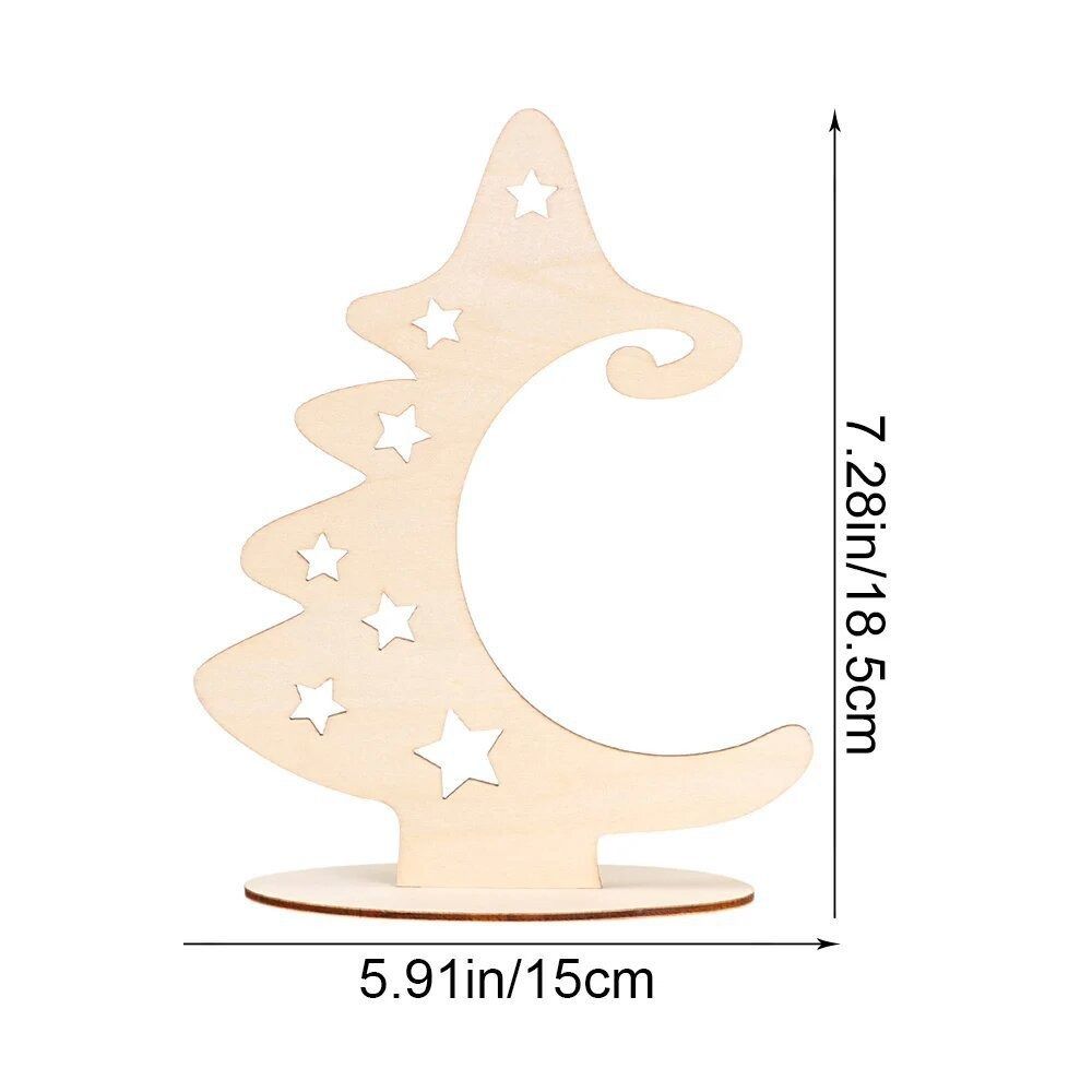 Handmade Xmas Tree Star Slices Elliptical Base Wood Slices Christmas Tree Crafts  Holiday