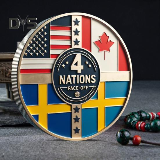 Gedenkmünze der Hockey Four Nations, Symbol des Hockey-Ruhms, Sammlerstück, Challenge-Münze, Taschenmünze, Geschenk für Hockey-Fans